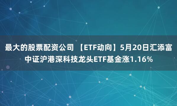 最大的股票配资公司 【ETF动向】5月20日汇添富中证沪港深科技龙头ETF基金涨1.16%