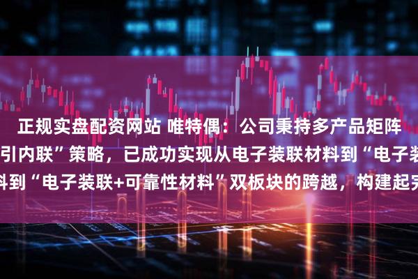 正规实盘配资网站 唯特偶：公司秉持多产品矩阵战略，通过持续的“外引内联”策略，已成功实现从电子装联材料到“电子装联+可靠性材料”双板块的跨越，构建起完整的产品矩阵