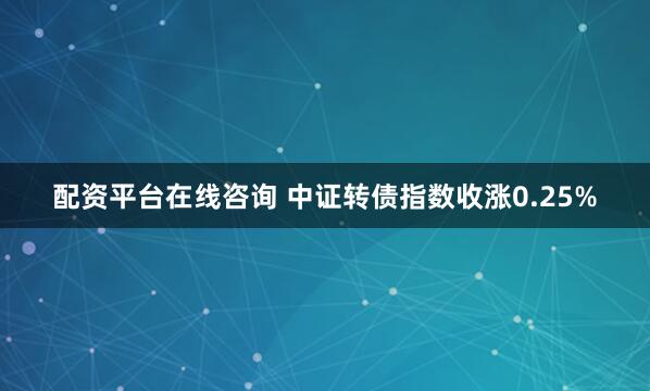 配资平台在线咨询 中证转债指数收涨0.25%